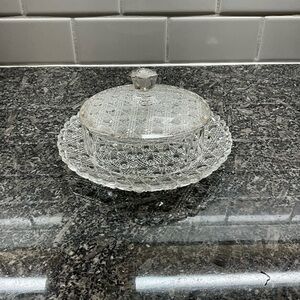 Vintage Pressed Glass Butter Dish